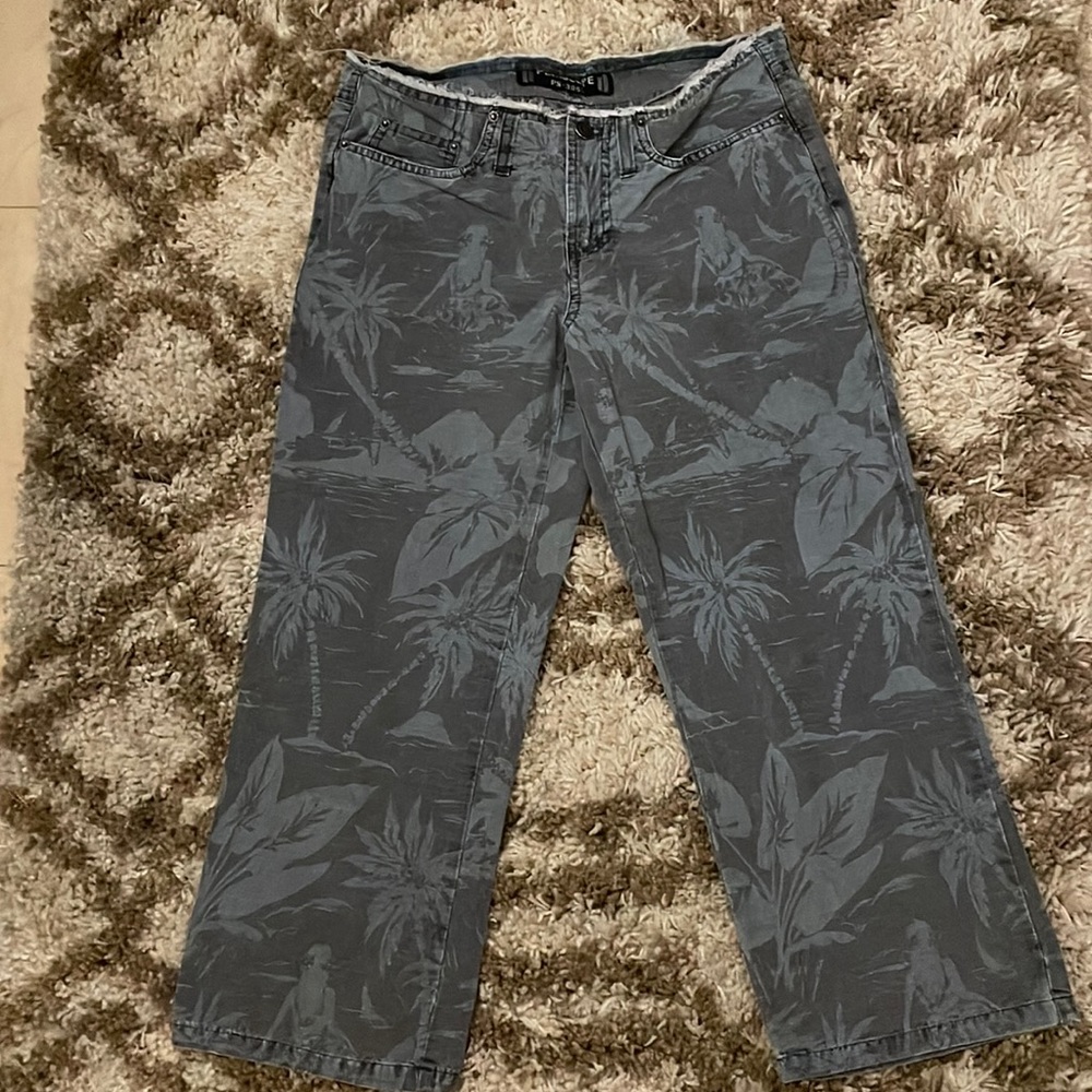 Hip hugger wide leg crop size 3 worn look denim